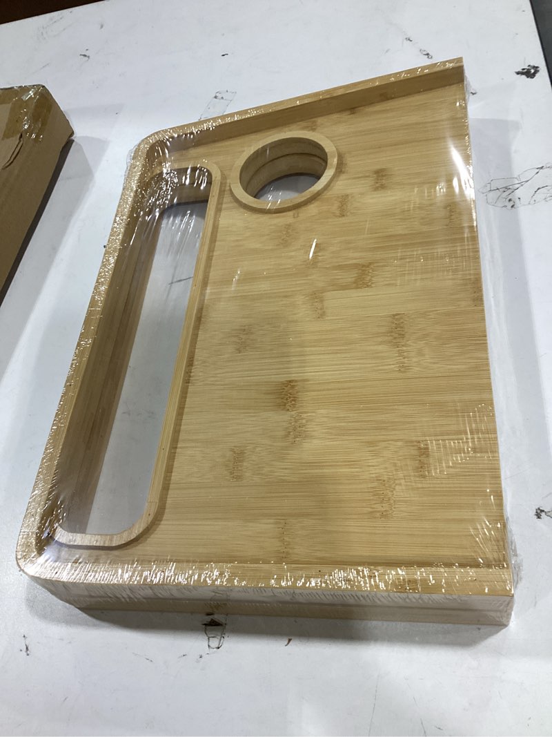 Condition photo showing New/Like New for medical king walker tray table with cup holder mobility table tray for folding walkers foldable, portable multipurpose bamboo tray for eating, crafts, laptops medical equipment accessories - 21x16"