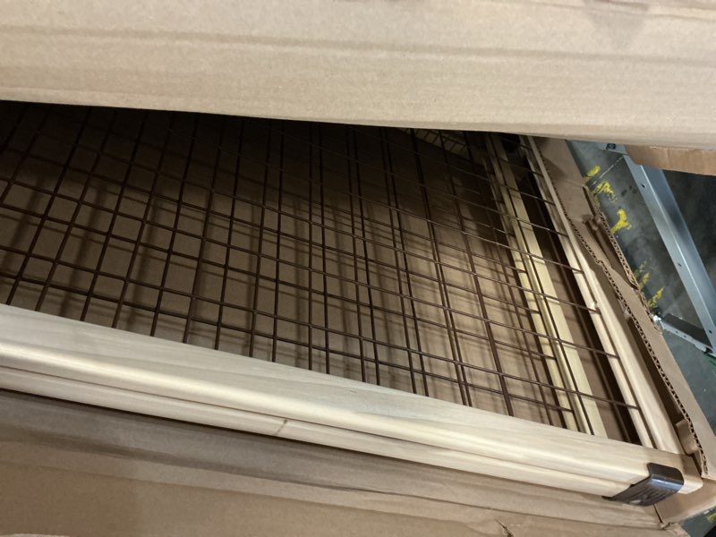 Condition photo showing Good Condition for mypet wire mesh dog gate: 29.5"-40" wide, pressure mounted with no tools; expandable, durable pet gates for doors and hallways, 37" tall, made with sustainable hardwood 29.5"-48" wide, 37" tall