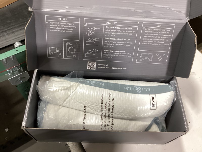 Condition photo showing Good Condition for Eli & Elm | Best Ergonomic Side Sleeper Pillow for Neck Pain. Supportive Cooling Latex Fill with Luxury Breathable Cover. U-Shape Contoured Design. Queen Size Bed Pillow. (Pillow & Pillow Case)
