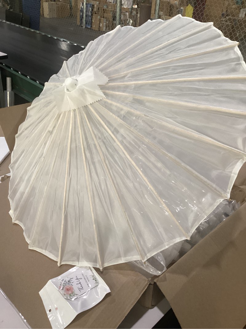 Condition photo showing Good Condition for sadnyy paper umbrellas paper decorative chinese japanese parasol umbrella diy oiled painting umbrellas crafts for wedding bridal party decor white 33 inches 12