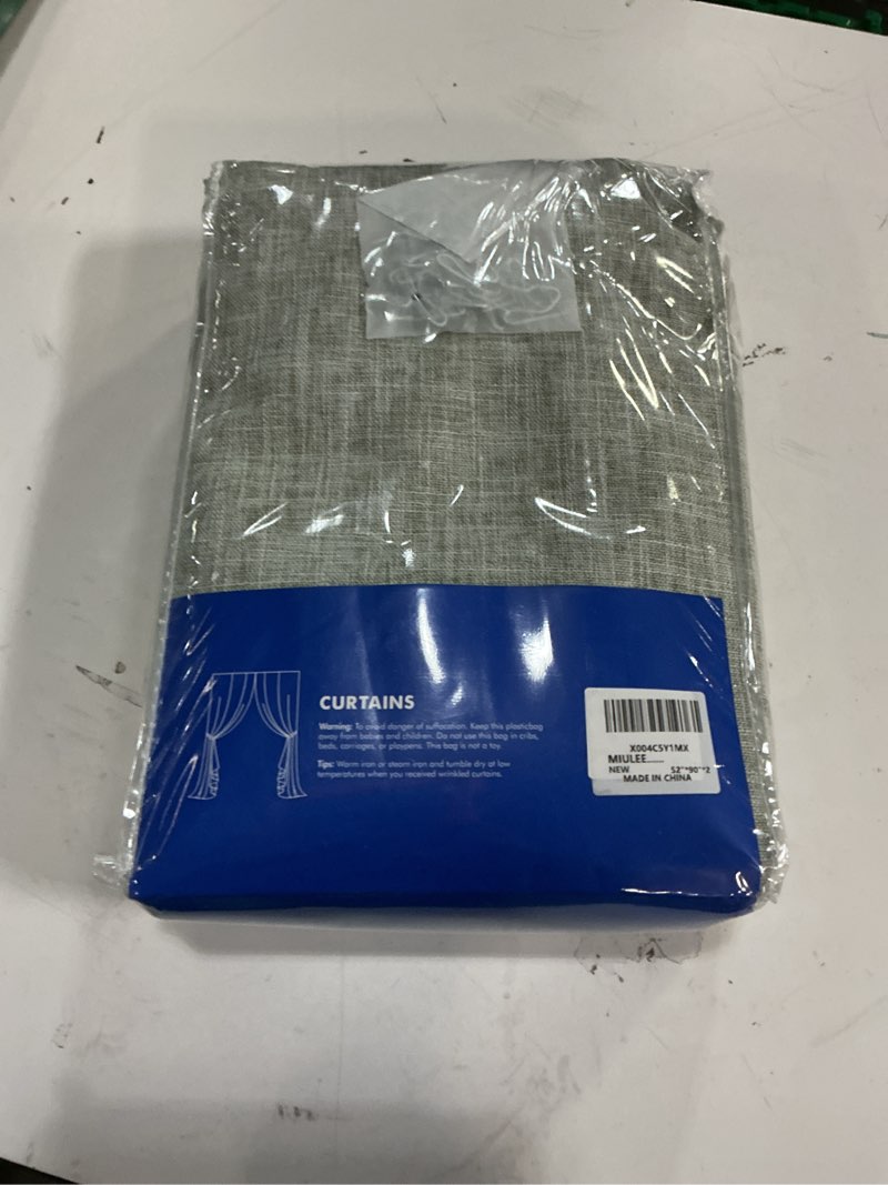 Condition photo showing New/Like New for MIULEE Sage Green 100% Blackout Linen Curtains 90 Inch 2 Panels Set Double Sided No Coating Pleated Back Tab Black Out Long Thermal Insulated Pinch Pleat Bedroom Living Room Darkening Window Drapes Sage Green 52"W x 90"L (Pack of 2)