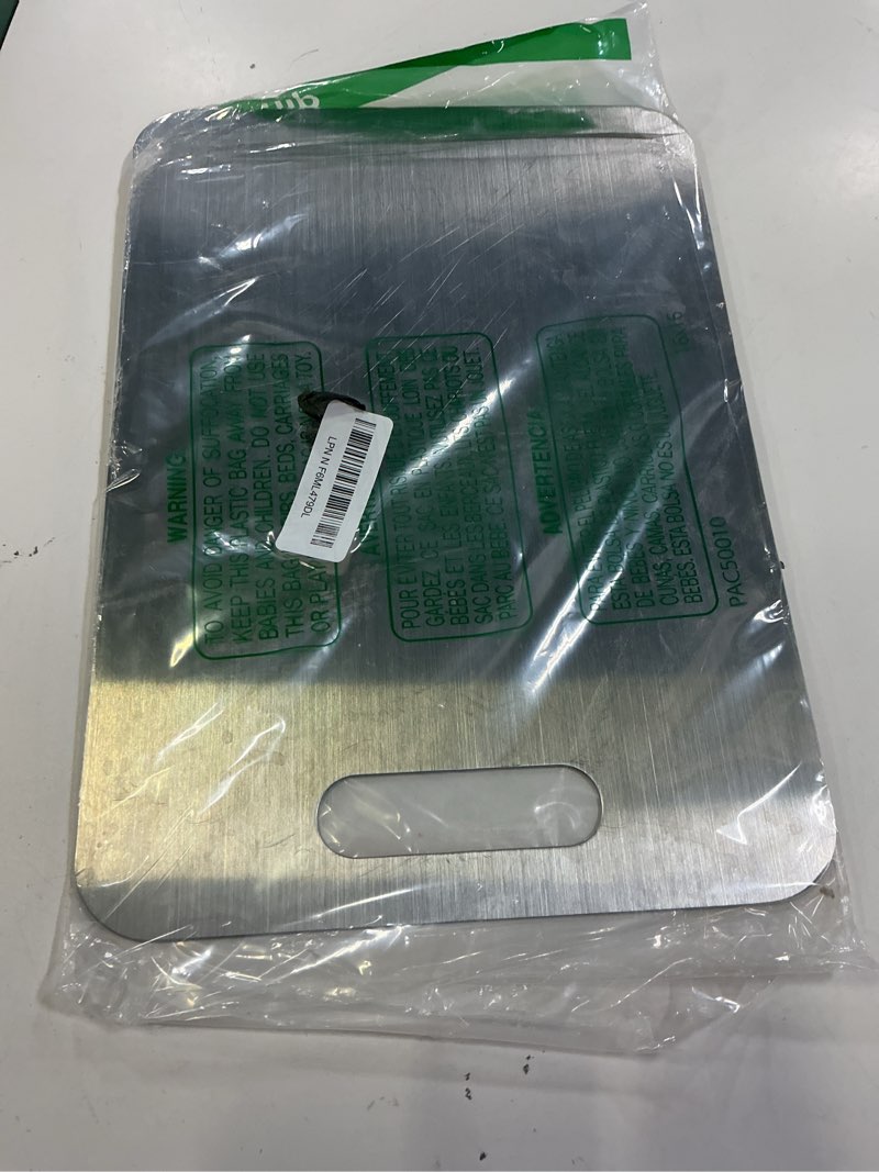 Condition photo showing As Is for katori titanium cutting board, 2026 new 100% pure titanium cutting boards for kitchen, double sided food metal chopping board, non toxic dishwasher safe durable metal cut for meat fruit vegetable (m)