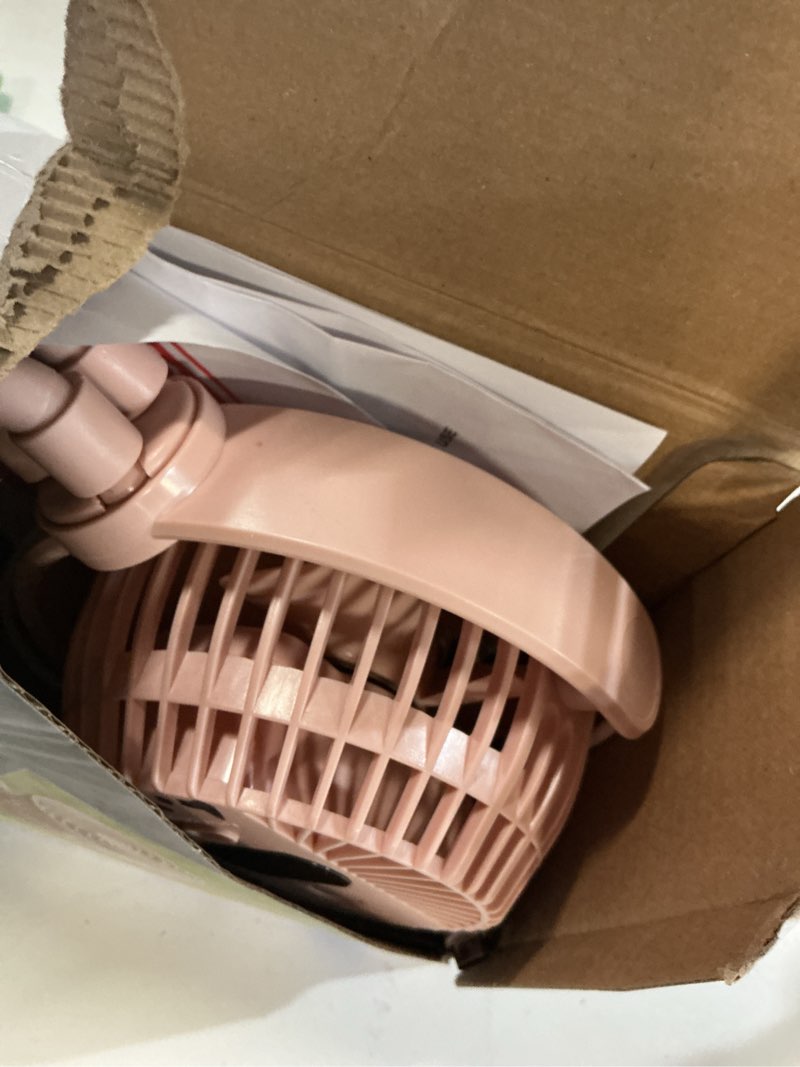 Condition photo showing Good Condition for mainstays new 4-inch 3-speed portable rechargeable fan with flexible tripod and digital display  pink
