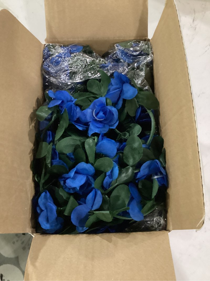 Condition photo showing Good Condition for martine mall flower garland rose vines, 8 strands 66ft flowers vines for bedroom, rose flower garland decoration, sapphire rose floral garland for room table birthday wedding party garden wall decor sapphire 8 packs