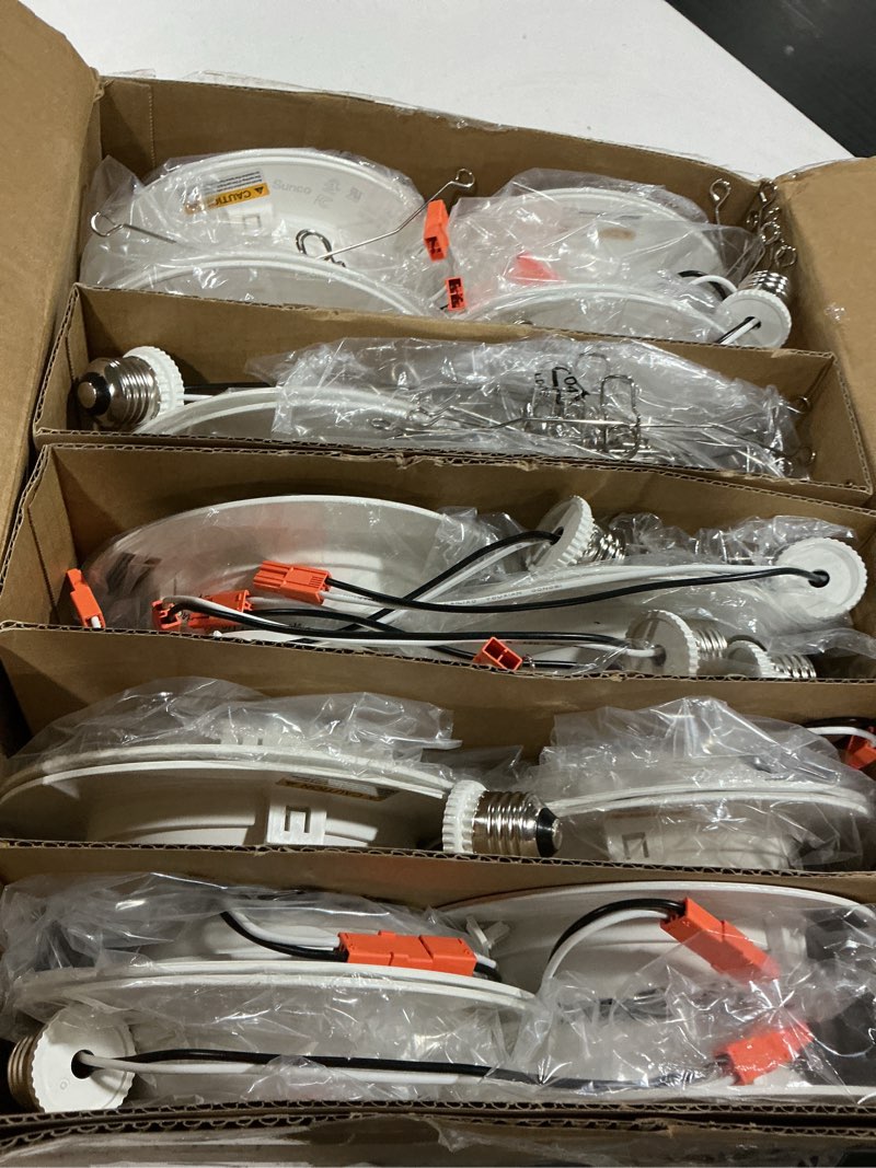 Condition photo showing Good Condition for sunco 24 pack retrofit led recessed lighting 6 inch, can lights for ceiling, 1200 lm, 15w, selectable cct 2700k/3000k/4000k/5000k/6000k, dimmable, ultra thin flat light fixture ul