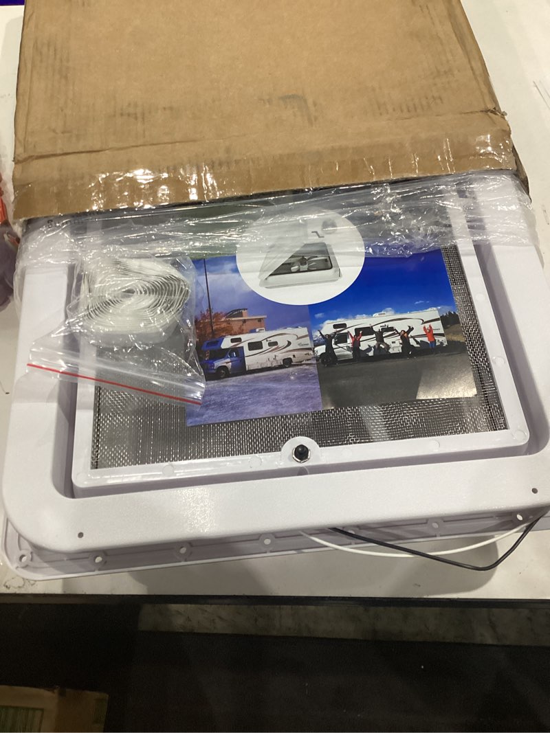 Condition photo showing Good Condition for 14" rv roof vent for camper trailer universal white lid roof vent with 12v rv vent fan 6" blades white lid inner for garnish ring manual operation vent