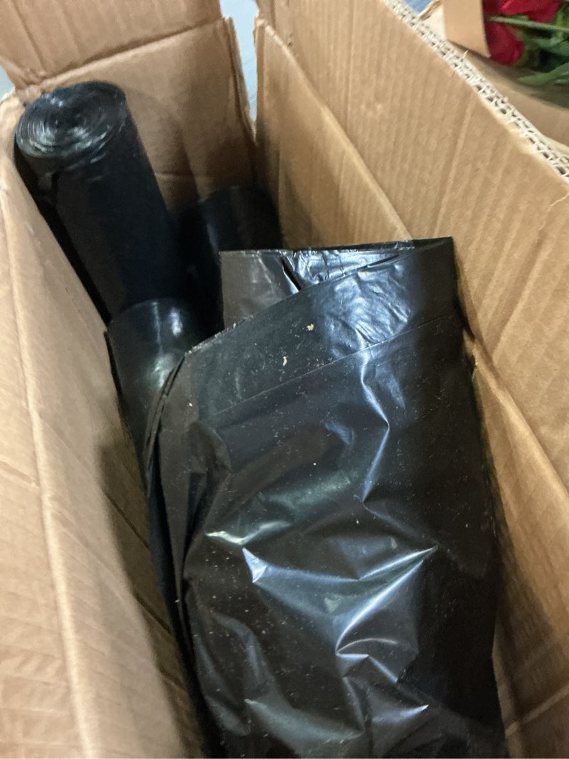 Condition photo showing As Is for 55-60 gallon black trash bags 120 count - 40''x53'' extra large 50+ gallon garbage bags,unscented strong huge can liners for construction industrial yard outdoor commercial 55-60 gal-120