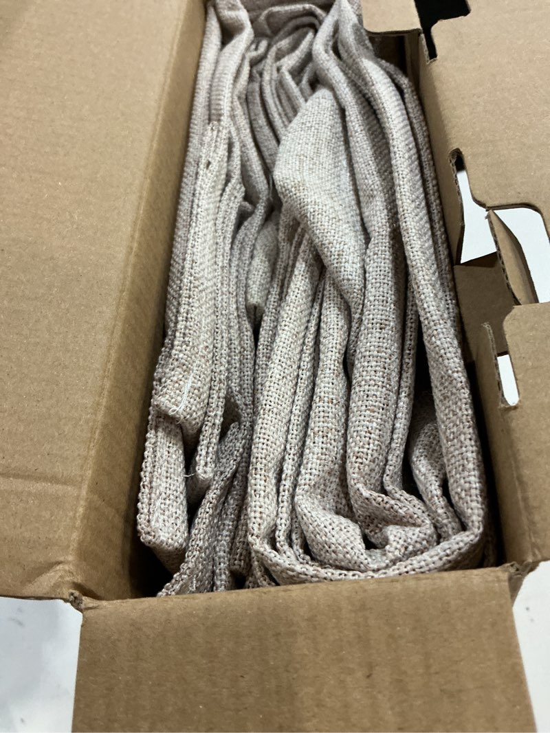 Condition photo showing New/Like New for miulee 100% blackout linen textured curtains for bedroom solid thermal insulated natural beige grommet room darkening curtains & drapes luxury decor for living room nursery 52 x 84 inch (2 panels) beige 52"w x 84"l (pack of 2)