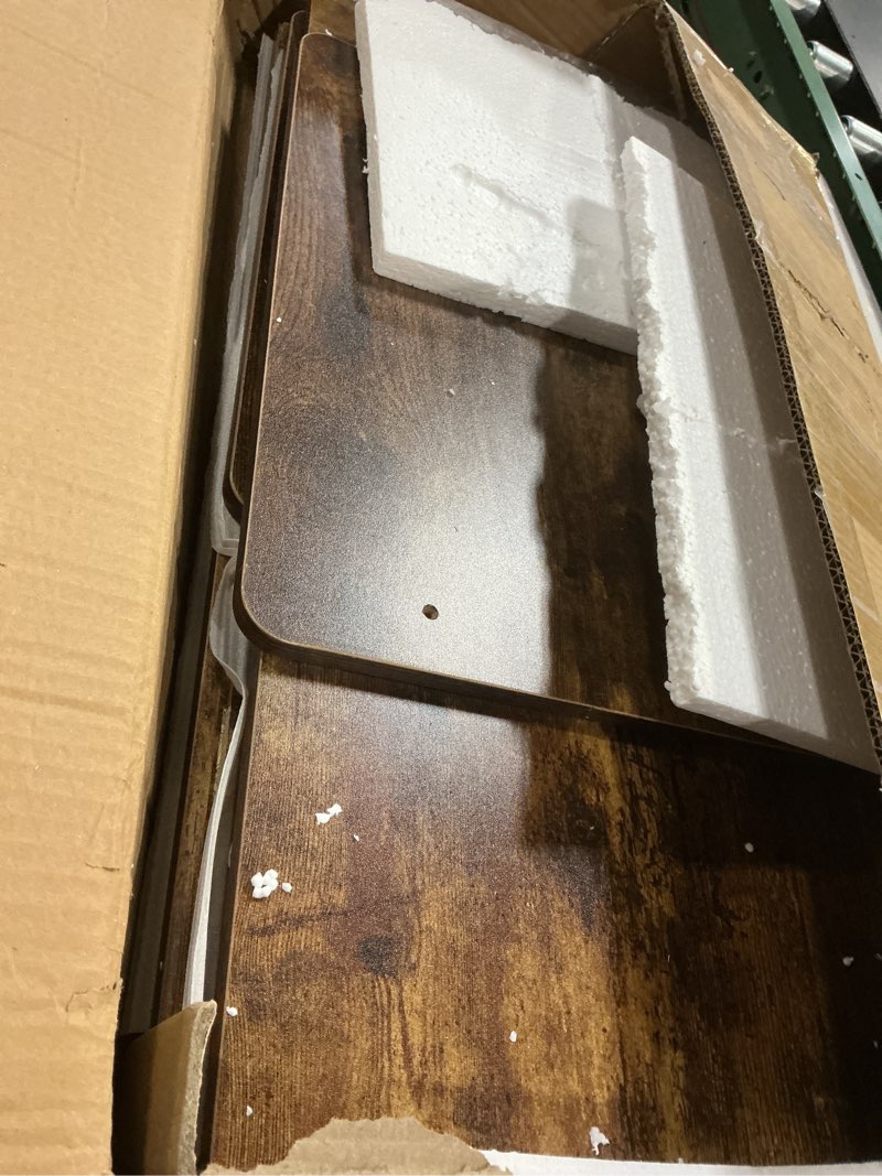 Condition photo showing Good Condition for UODERS Record Player Table, Mid-Century Record Player Stand with Vinyl Storage Hold Up to 150+ Albums, Vinyl Record Cabinet with Adjustable Shelves, Wood Turntable Stand for Music Living Room (Brown)