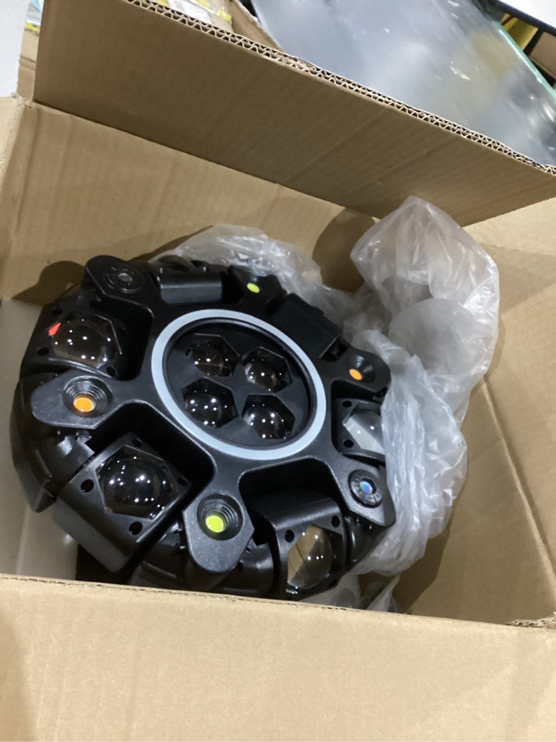 Condition photo showing As Is for Moving Head DJ Stage Light 6-Arm RGBW with 4 Honeycomb Beams, 90° Swing 540° Rotate, White/Warm Strobe, Red/Green Starry Sky, Colorful Aperture Effects, Auto/DMX512 Control for Party Club Wedding