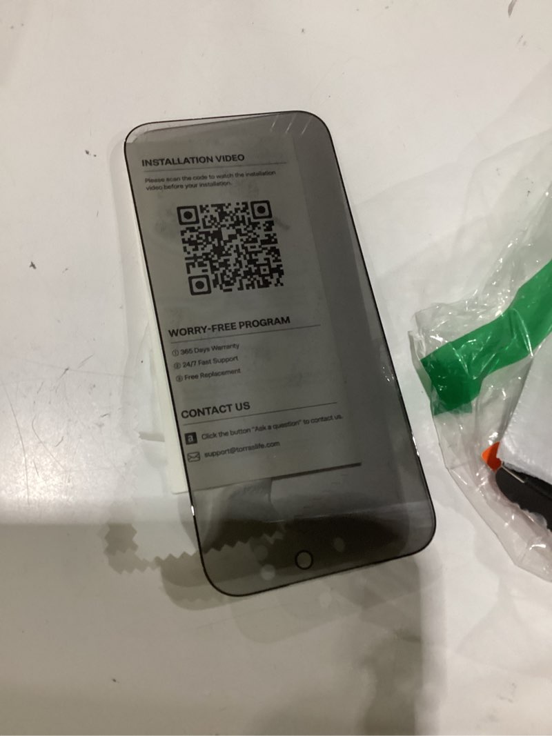 Condition photo showing As Is for torras uncrackable 9h+ for iphone 17 pro max privacy screen protector [ 12ft military-grade anti shatter] [top 25° anti spy, data protection] full coverage tempered glass, 2-pack 6.9" 17 pro max(6.9 inch)