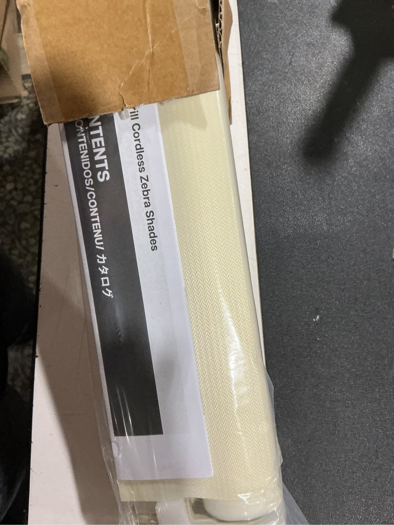 Condition photo showing Good Condition for lazblinds no-drill cordless zebra blinds - dual layer light filtering & room darkening, free-stop lift, easy install, day & night privacy with valance for window 36" w x 72" h, cream 36"w x 72"h cream