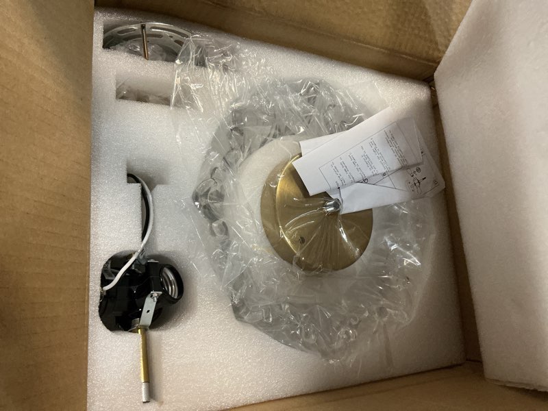 Condition photo showing Good Condition for semi flush mount ceiling light, gold vintage light fixtures with floral clear glass shade, modern close-to-ceiling lighting for bedroom kitchen living room hallway