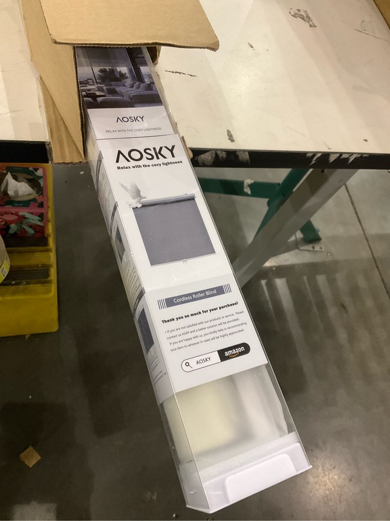 AOSKY Cordless Roller Shades Blackout Blinds for Windows Room Darkening Rolled Up Shades with Spring