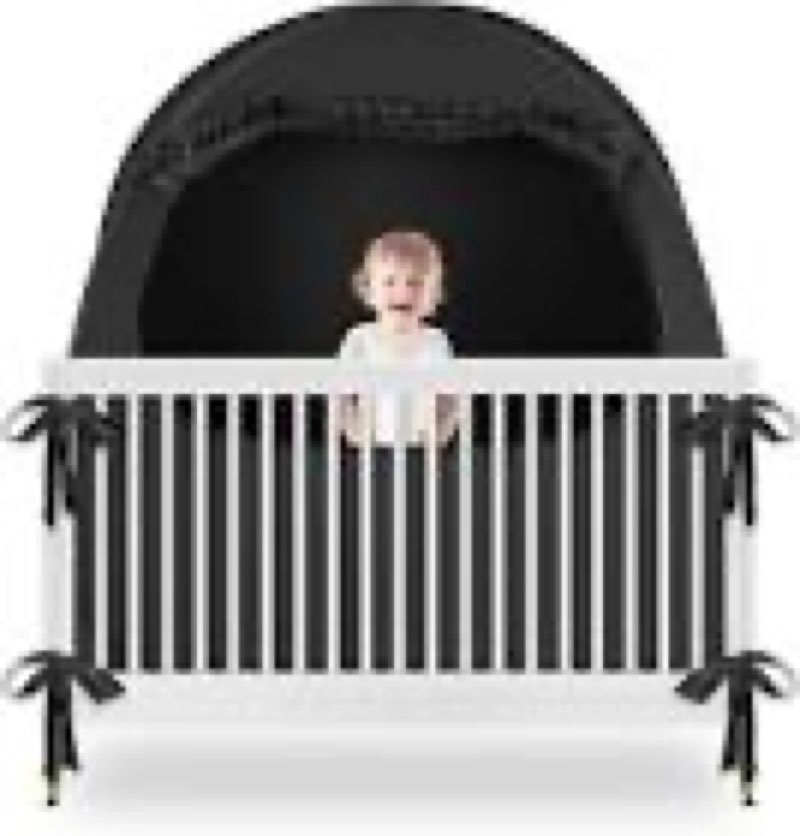 yavil crib blackout cover canopy for baby, pop up crib tent for pack n play | crib blackout tent with safe bottom design, fits full size crib, pack n play for baby naps at home and travel