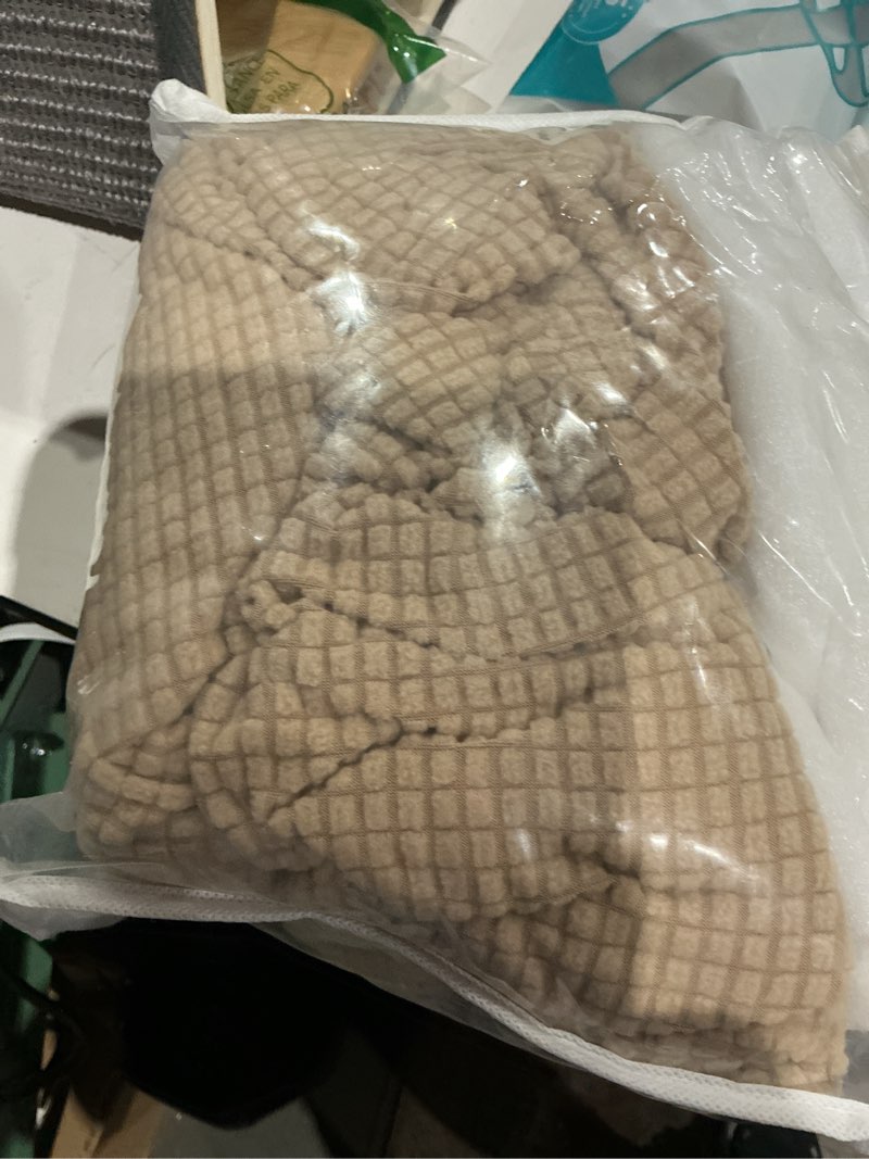 Condition photo showing Good Condition for stretch chair covers banquet armchair slipcovers knitted armchair sofa covers chair slipcover anti-slip furniture protector for living room friendly for kids pets (khaki) k-khaki