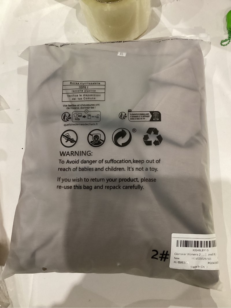 Condition photo showing New/Like New for Glamaker Women's 2 Piece Sets Outfits Casual Long Sleeve Sweatsuits Polo Top and Wide Leg Pants Matching Sets Camel X-Large