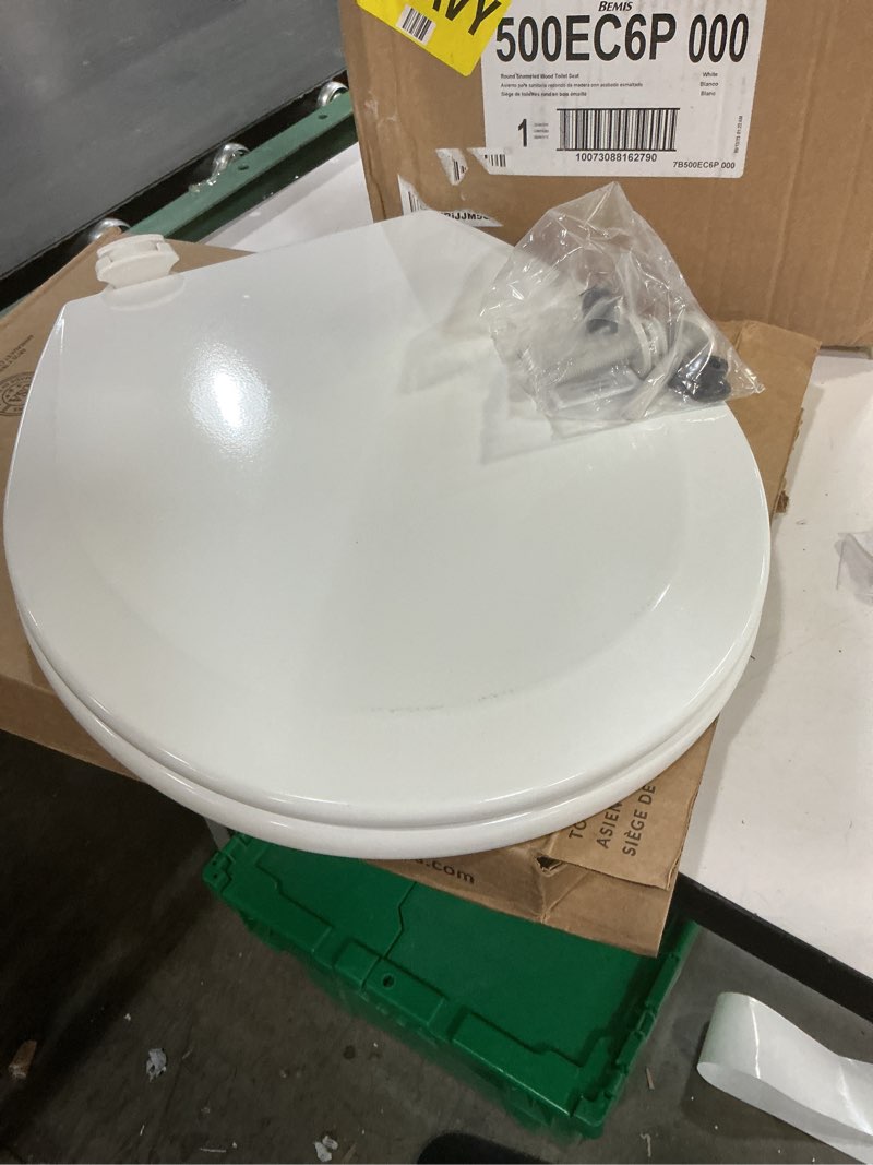 Condition photo showing Good Condition for bemis 500ec durable wood toilet seat with easy clean hinges, made in usa, round, white,