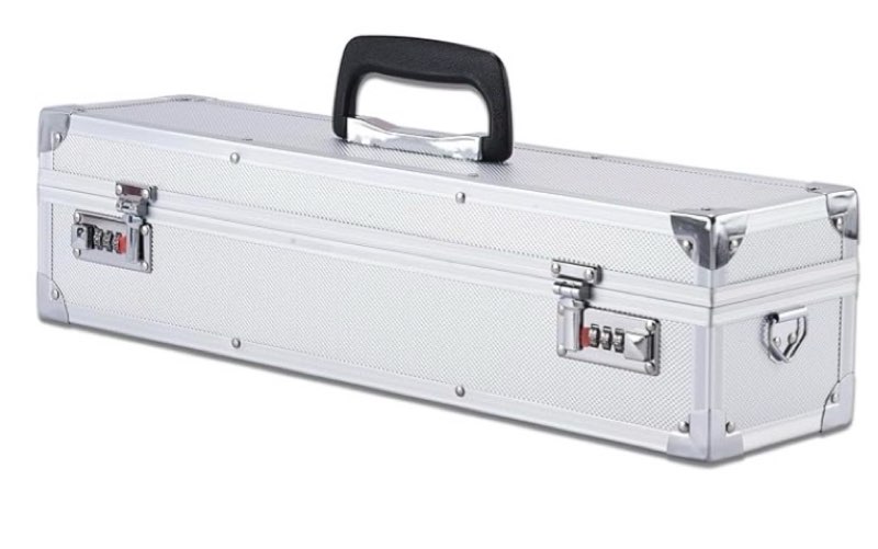  chef’s knife case aluminum hard case with dual combination locks cultery carrier portable knife organizer block holders protectors with 8 slots can hold home silver