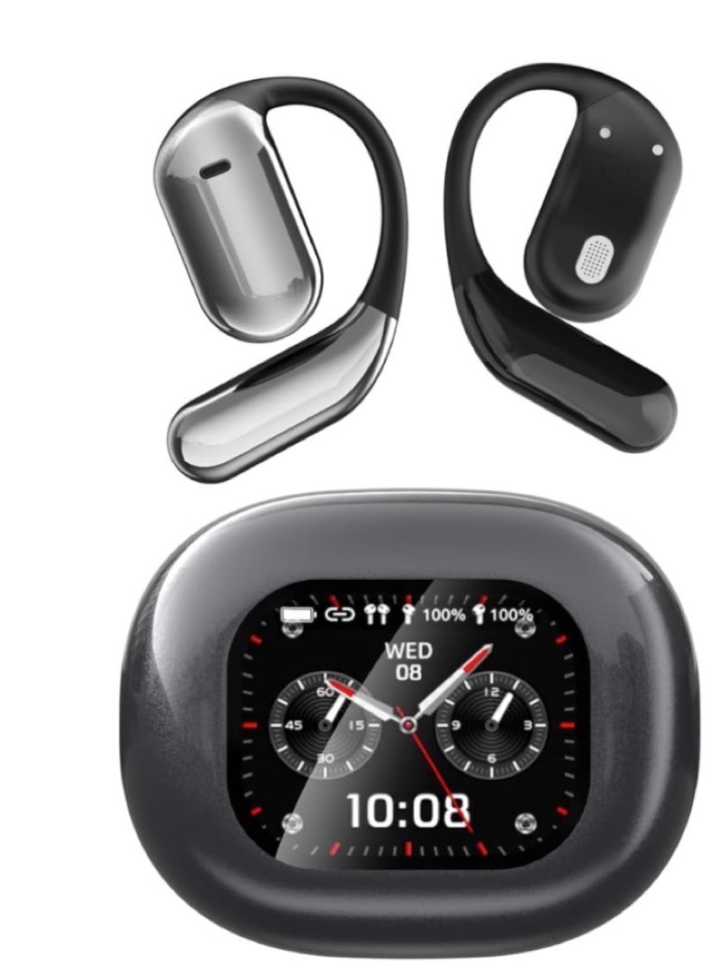 q16pro ai wireless translation earbuds with 70 hour bluetooth 5.4 sports earbuds, wireless smart touch screen, ear cup with ear hooks, ipx5 waterproof for business and travel