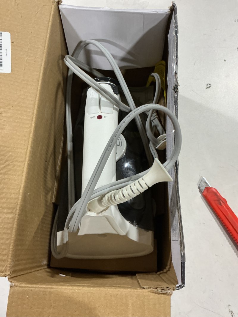 Condition photo showing As Is for Rowenta Iron Steamer for Clothes, Focus Stainless Steel Soleplate, 400 Microsteam Holes, Powerful Steam Iron, Lightweight, Leakproof, 1725 Watts
