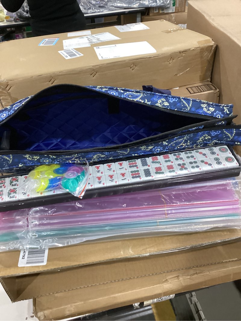 Condition photo showing Good Condition for American Mahjong Set with Blue Carrying Bag, 166 White Tiles, 4 All-in-One Rack/Pushers, Mahjong Tiles Set (Ma Jong, Mah-Jongg, Majiang)