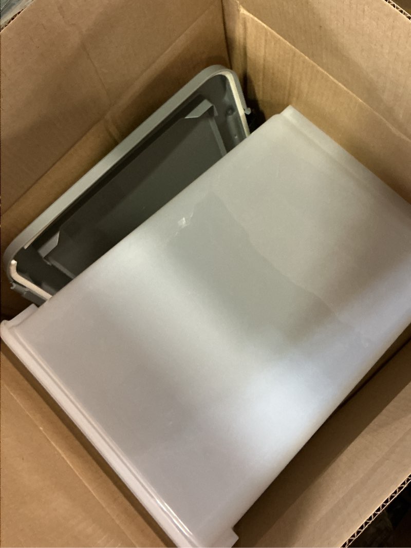 Condition photo showing Good Condition for amazon basics airtight pet food storage container with scoop, bpa free, removable wheels, 69 qt, gray