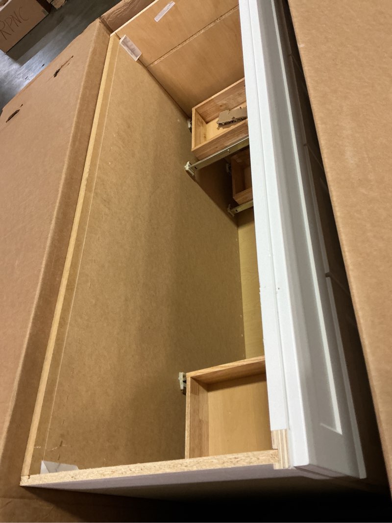 Condition photo showing As Is for  Style Selections Kirkman 48-in True White Single Sink Bathroom Vanity with White Cultured Marble