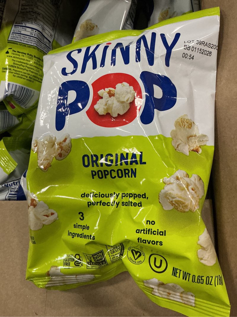 Condition photo showing Good Condition for ((b.b. 01/15/26)) skinnypop popcorn, original, whole grain, dairy-free snack, 0.65oz bags (30ct) original 0.65 ounce (pack of 30)