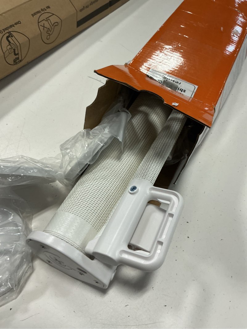 Condition photo showing Good Condition for retractable baby gate for stairs – 33” height, expands up to 55” width – safety gate for infants, toddlers, dogs & pets – easy install, secure closure, white mesh design for indoor & outdoor use
