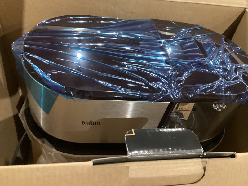 Condition photo showing New/Like New for Braun MultiServe Plus 10-Cup Drip Coffee Maker - Hot & Cold Multi-Serve Brewer with Timer and Auto Start, Hot Water Dispenser, Over Ice Function, Stainless Steel & Pod-Free Design, KF9370SI Multiserve Hot Water