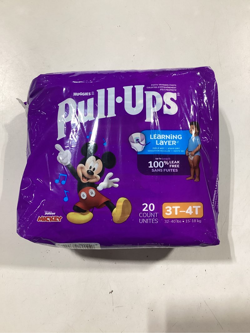 Condition photo showing New/Like New for pull-ups boys' potty training pants, size 3t-4t training underwear (32-40 lbs), 20 count 3t-4t 20
