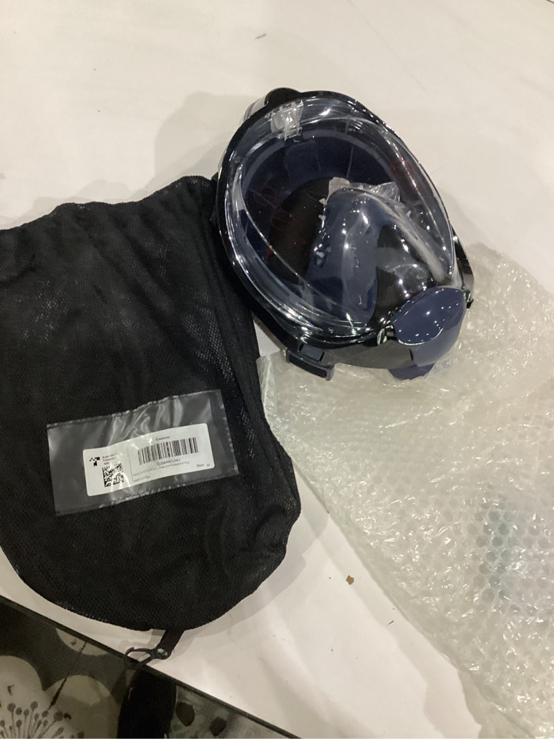 Condition photo showing Good Condition for greatever g2 full face snorkel mask with latest dry top system,foldable 180 degree panoramic view snorkeling mask with camera mount,safe breathing,anti-leak&anti-fog navy blue large/ x-large