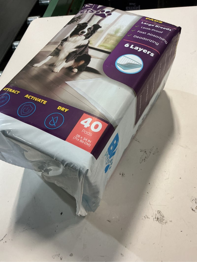 Condition photo showing New/Like New for BV Puppy Pads XL 40 Count 28"x34" - Leak-Proof Pee Pads for Dogs with 6-Layer Design, Rapid Dry Sheet & Attractant - Dog Pad Extra Large with Odor Control - Perfect for Big Dogs & Indoor Use XL / 40-Count (Standard)