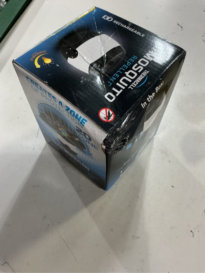 Condition photo showing New/Like New for thermacell e-series rechargeable mosquito repeller with 20’ mosquito protection zone; bug spray alternative; scent free 9hr – lighted