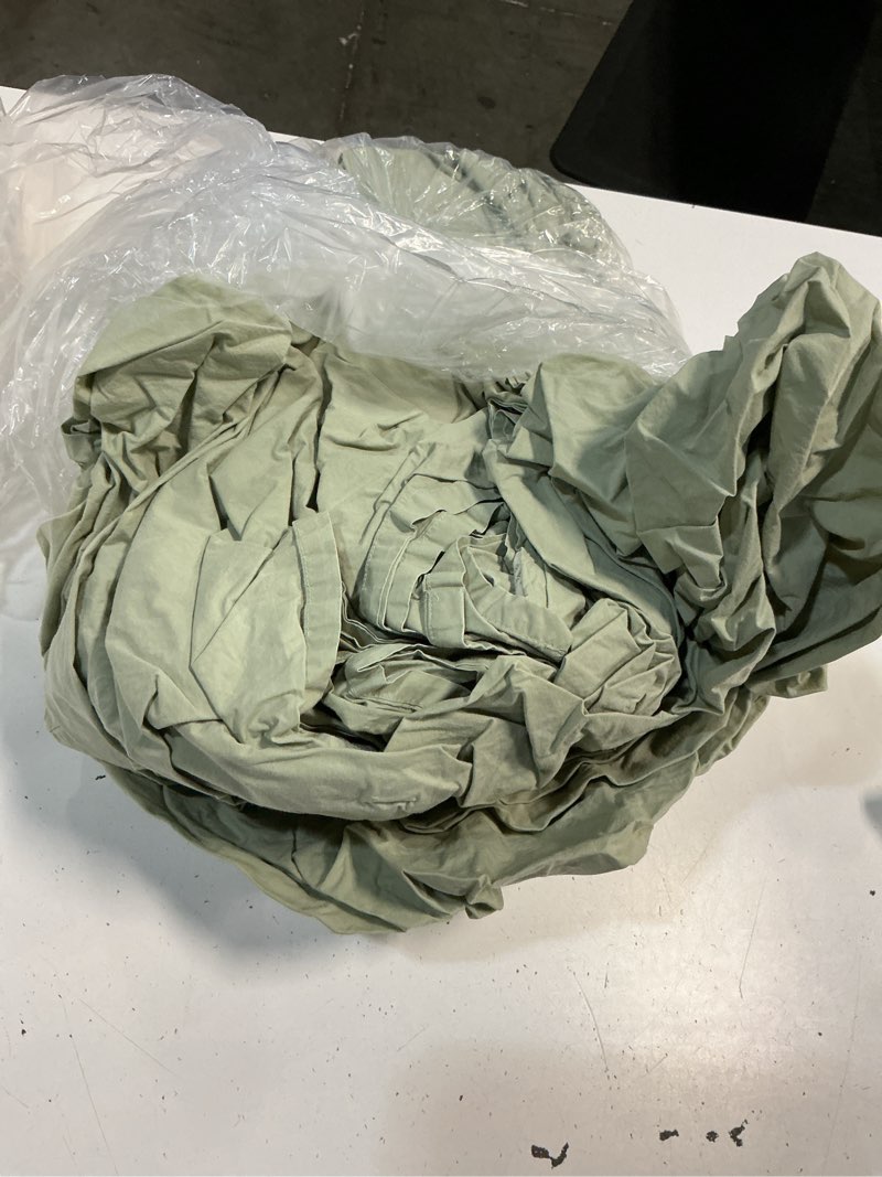 Condition photo showing As Is for classic organic percale sheet set, king, sage