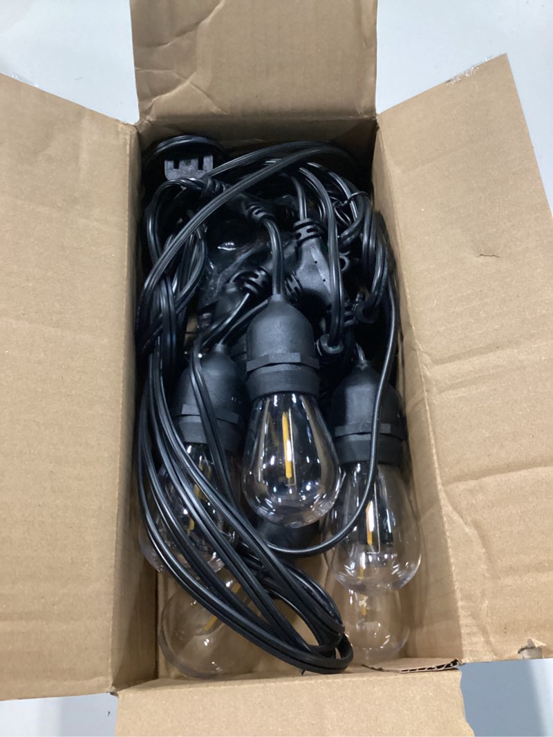 Condition photo showing Good Condition for addlon led outdoor string lights 24ft with edison vintage shatterproof bulbs and commercial grade weatherproof strand - etl listed heavy-duty decorative cafe, patio, market light black 24ft