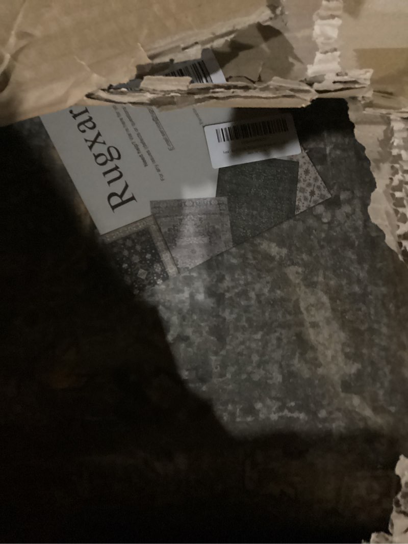 Condition photo showing New/Like New for 9x12 Area Rugs for Living Room Bedroom, Large Washable Rug, Vintage Floral Boho Rug, Non Slip & Low Pile Faux Wool Thin Carpet for Indoor Dining Room and Kids Room(Olive Brown 9x12ft) Olive/Brown 9' x 12' (Rectangular)