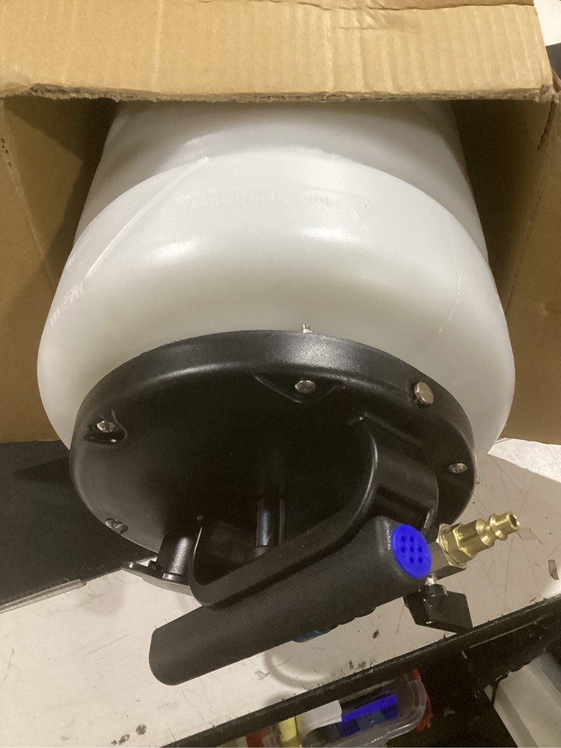 Condition photo showing As Is for four uncles oil extractor - vacumm fluid extractor with pump tank remover & tubes for oil change and a hose for brake bleeding 15l manual/pneumatic