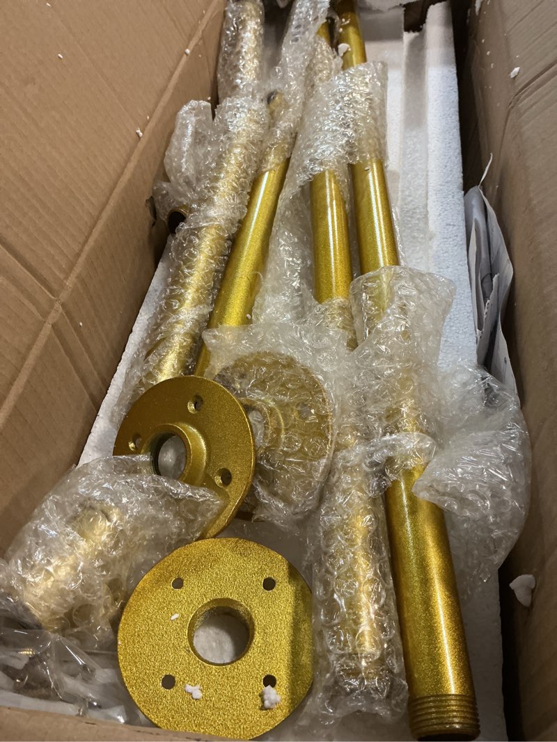 Condition photo showing New/Like New for Industrial Pipe Wall Mounted Clothes Hanging Shelves System,Metal Clothing Towel Rack,Garment Rack Perfect for Retail Display,Closet Organization (One Pipe Shelves, Gold, 59" L x 11.8" D) Gold 59" L x 11.8" D