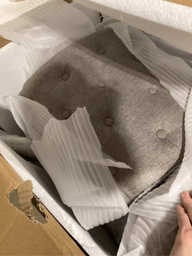 Condition photo showing As Is for Jennifer Taylor Home Sonoma 26” Upholstered Armless Counter Height Bar Stool (Set of 2), Heathered Grey Linen Heathered Grey Linen 26 INCOMPLETE 
