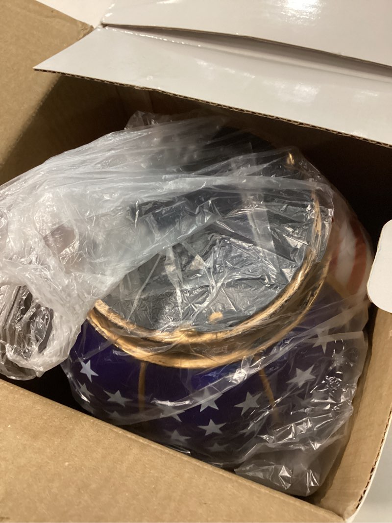 Condition photo showing New/Like New for gerrii 2 pcs american flag patriotic solar lantern hot air balloon 250th anniversary handmade glass 