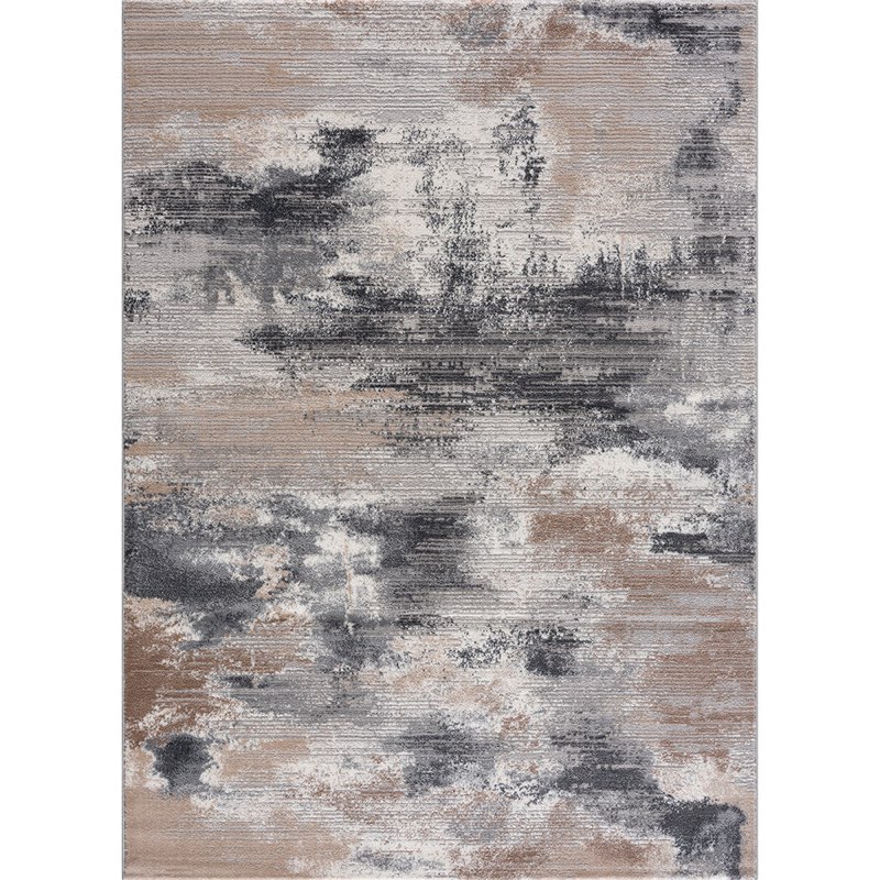 5' x 7' Cream & Light Gray Abstract Rug