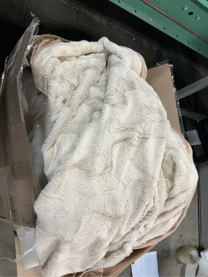 Condition photo showing As Is for Furhaven Orthopedic Dog Bed for Large Dogs w/ Removable Bolsters & Washable Cover, For Dogs Up to 95 lbs - Plush & Velvet Waves Perfect Comfort Sofa - Brownstone, Jumbo/XL Brownstone Jumbo