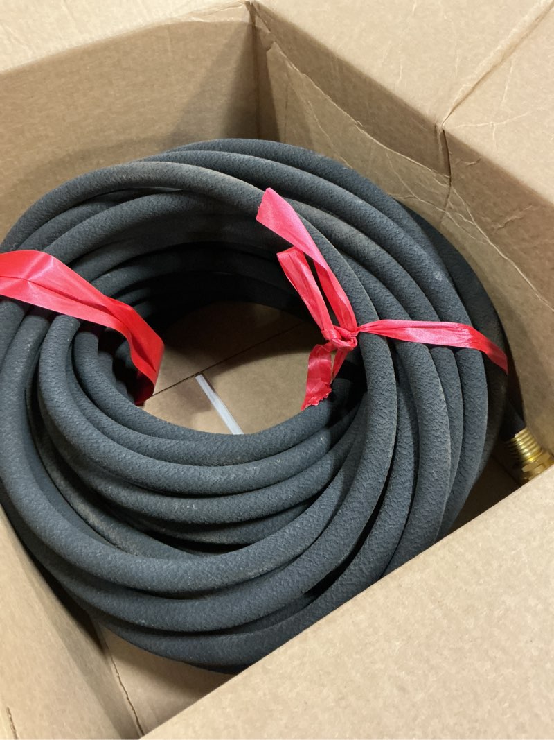 Condition photo showing As Is for soaker hose 100ft 5/8 inch, heavy duty leakproof drip irrigation hose for deep watering large flower beds, estates & landscaping 100 ft