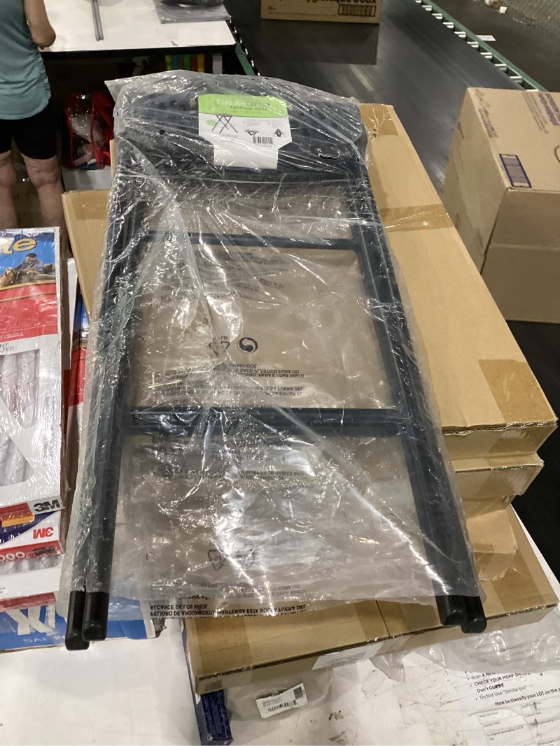 Condition photo showing Good Condition for folding stool, black 24 inch foldable bar stool with handle black 1