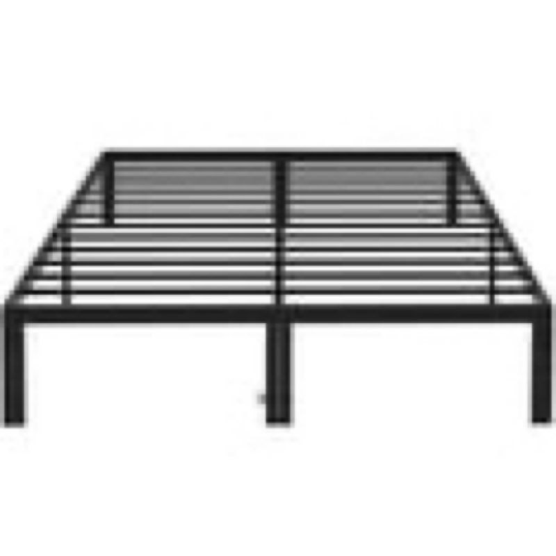 Full Size Bed Frame-14 inch high, Metal Platform Frames No Box Spring Needed, Heavy Duty with Storage Space Steel Slat Support, Black