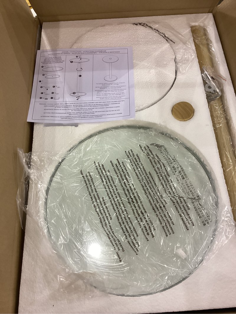 12 in glass and wood drink table