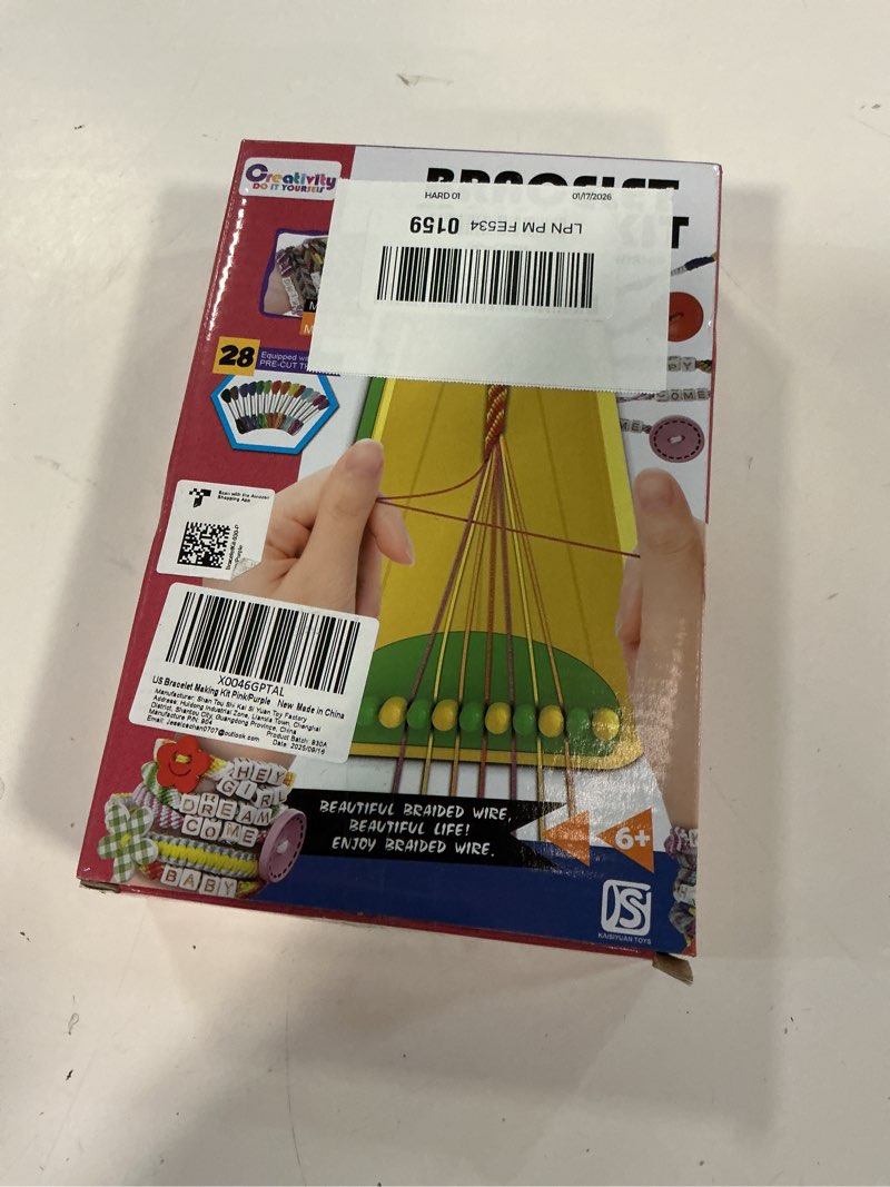 Condition photo showing New/Like New for Arts and Crafts for Kids Ages 8-12,Friendship Bracelet Making Kit for Girl,Kids Jewelry Making Kit with 28 Pre-Cut Threads,Christmas Birthday Gifts for Ages 6 7 8 9 10 11 12 Year Old Pink/Purple
