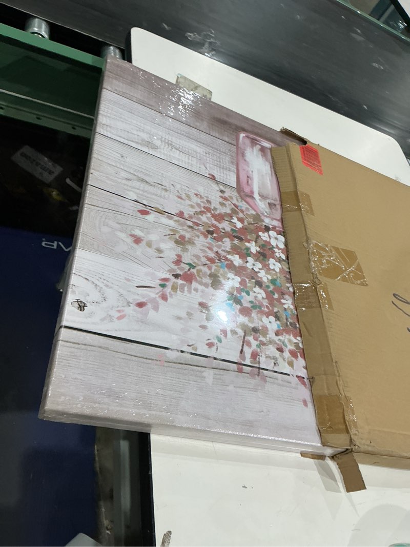 Condition photo showing New/Like New for ryounoart pink floral pictures wall decor pink and grey flowers in vase canvas art painting farmhouse decoration ready to hang 24"x36"